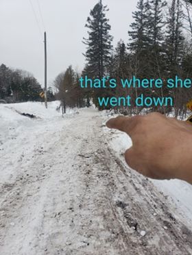 That's where she went down, very stuck snowmobile groomer